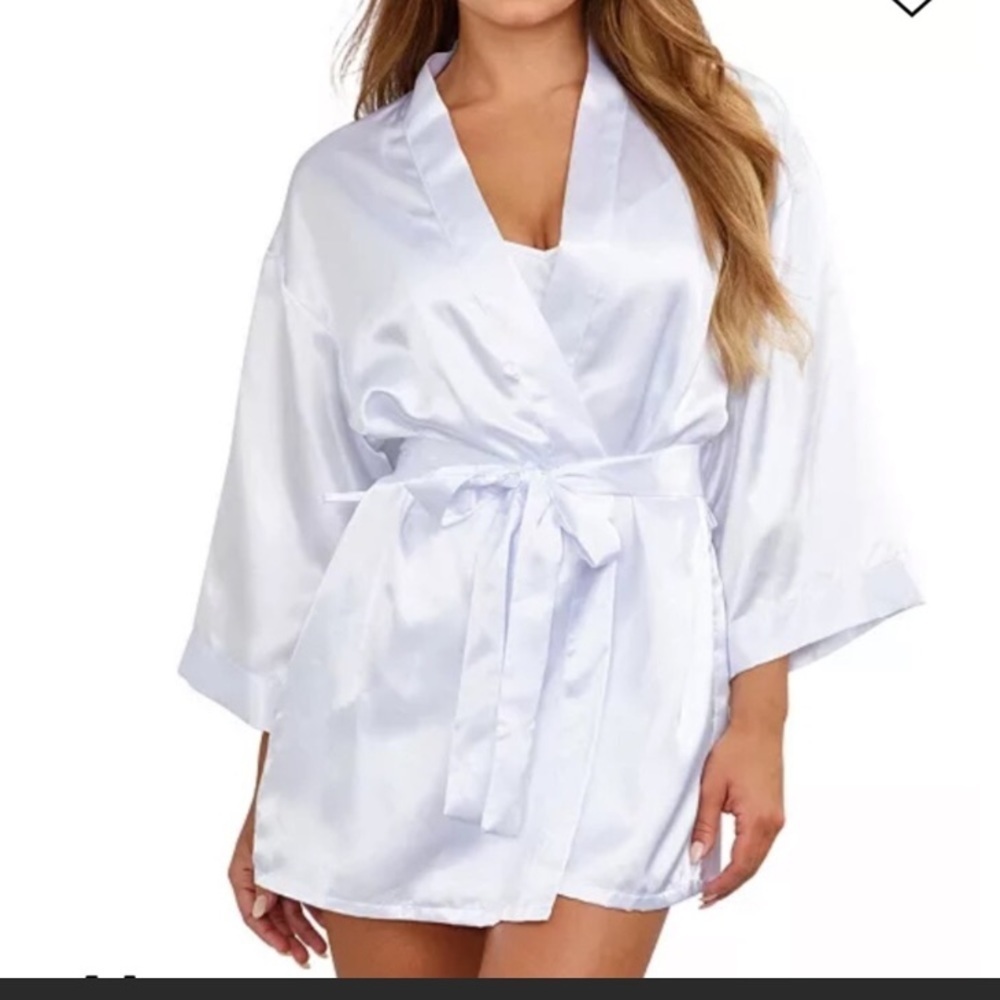 Dream girl Plus Size Satin Robe & Chemise Set@